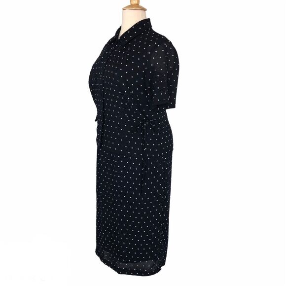 K & Company Career Chiffon Jacket Dress Lined Polka Dot Short Sleeves Boat Neck - Picture 7 of 12